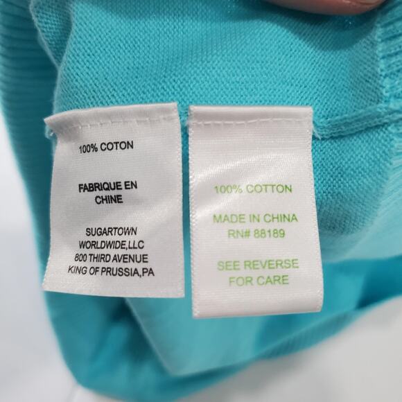 Lilly Pulitzer Sweater Womens Medium Blue Looong Weekend Cotton Pullover Top - Picture 7 of 10